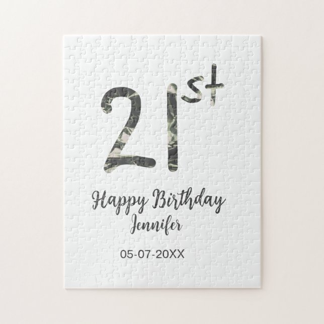 Puzzle 21e anniversaire ajouter nom date année noire modè (Vertical)