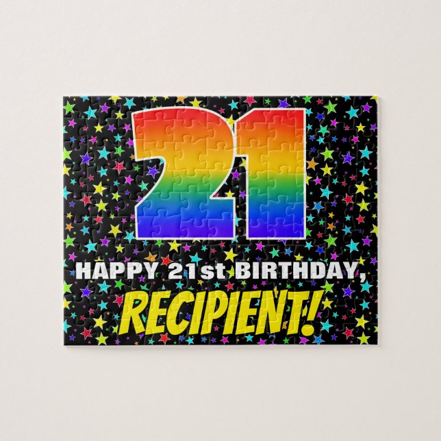 Puzzle 21e anniversaire — Amusant, Colorful Star Motif de (Horizontal)