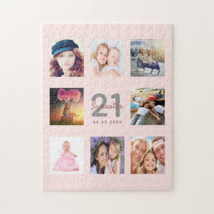 Puzzle 21st birthday rose gold blush photo