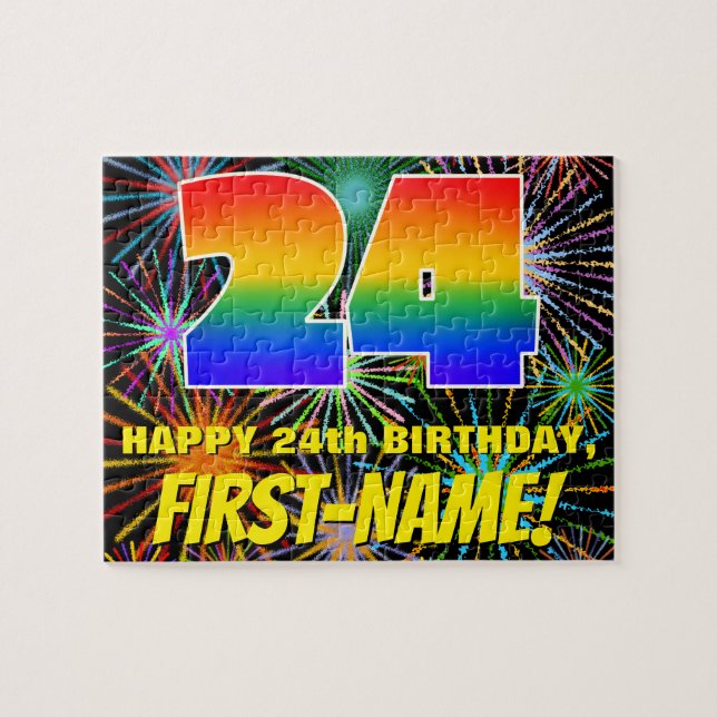 Puzzle 24e anniversaire : Feu d'artifice festif amusant e (Horizontal)