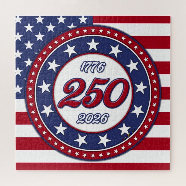 Puzzle 250e anniversaire d'Amérique avec le drapeau des É (Horizontal)