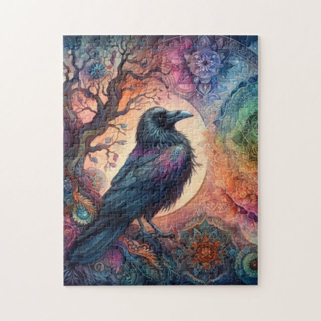 Puzzle 252 Pièces Crow Arbre de vie Mandala Pagan (Vertical)
