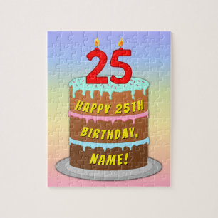 Puzzle 25e anniversaire : Fun Cake and Candles + Nom pers