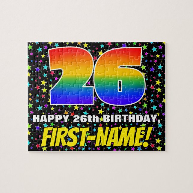 Puzzle 26e anniversaire — Amusant, Colorful Star Motif de (Horizontal)
