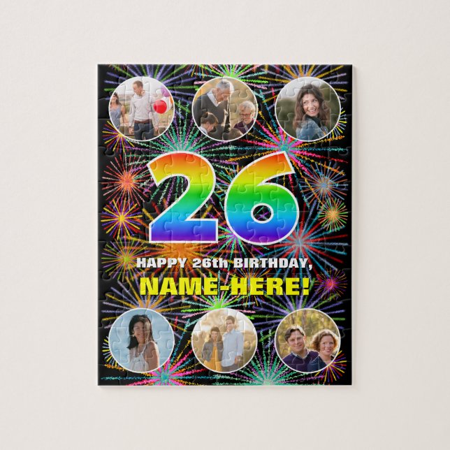 Puzzle 26e anniversaire : Arc en ciel amusant #, Nom pers (Vertical)