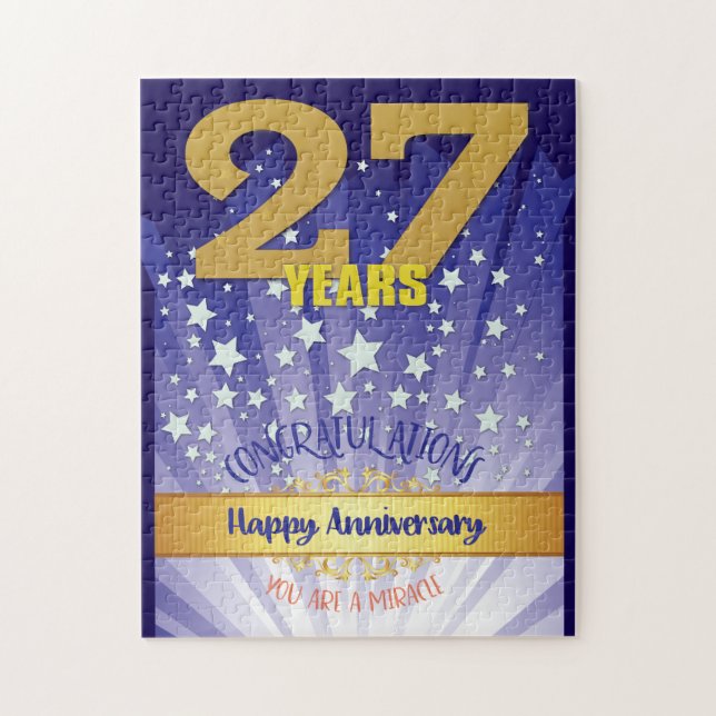 Puzzle 27e anniversaire de rétablissement chiffre gras (Vertical)