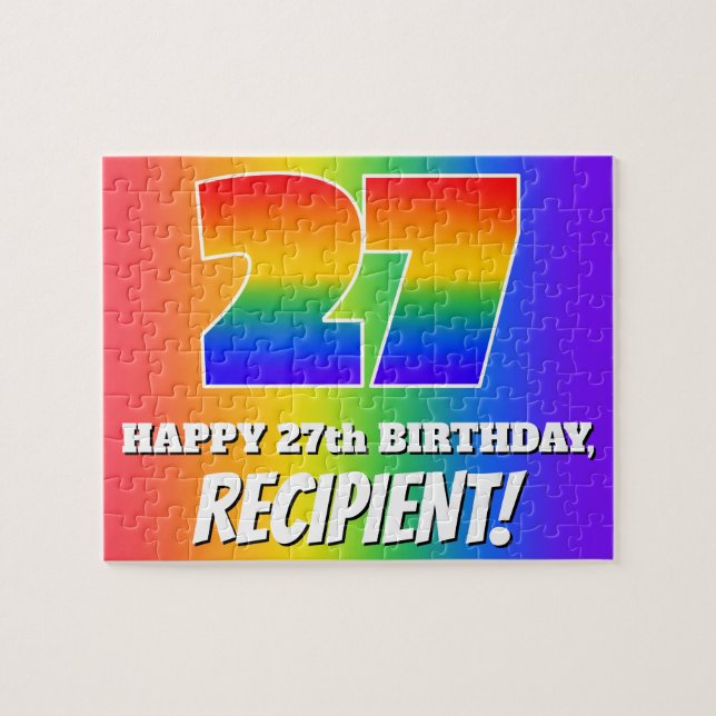 Puzzle 27e anniversaire — Motif Rainbow multicolore "27" (Horizontal)
