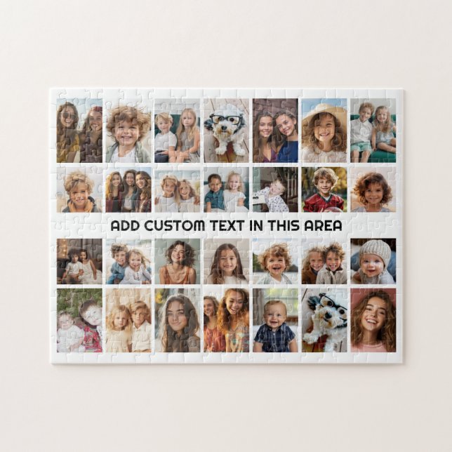 Puzzle 28 Grille de collage photo - 1 zone de texte (Horizontal)