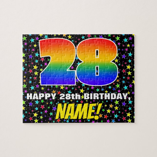 Puzzle 28e anniversaire — Amusant, Colorful Star Motif de (Horizontal)