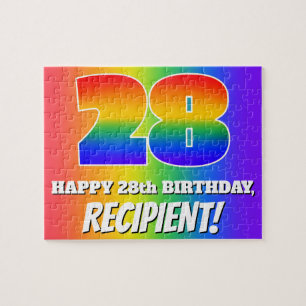 Puzzle 28e anniversaire — Motif Rainbow multicolore "28"
