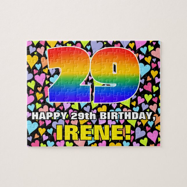 Puzzle 29e anniversaire — Formes de coeur amusantes et ai (Horizontal)