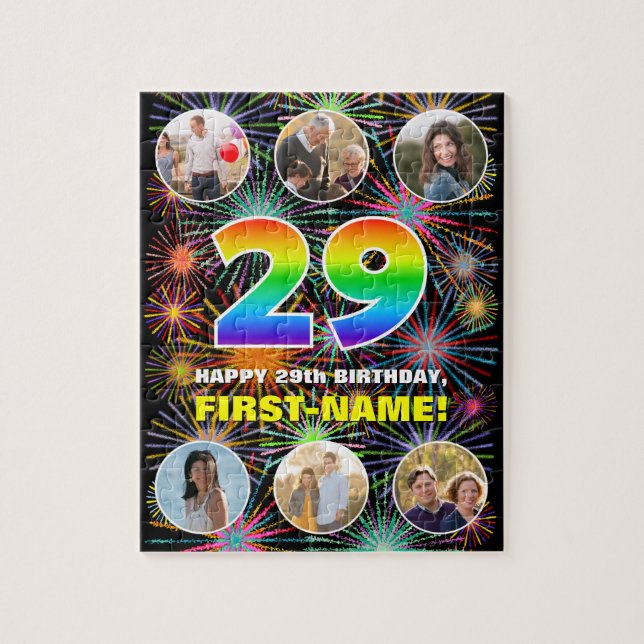 Puzzle 29e Anniversaire : Fun Rainbow #, Nom personnalisé (Vertical)