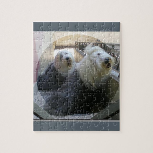 Puzzle 2 vieux chiens de berger anglais (Vertical)