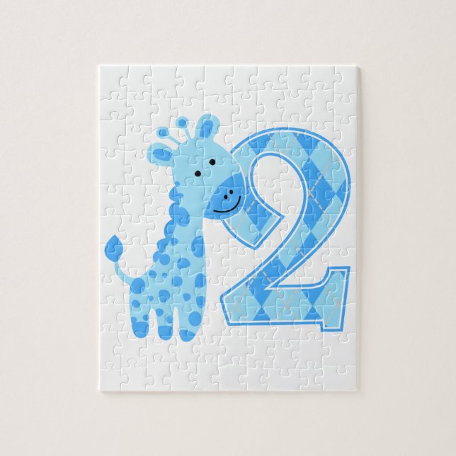 Puzzle 2ème anniversaire Giraffe Bleue (Vertical)