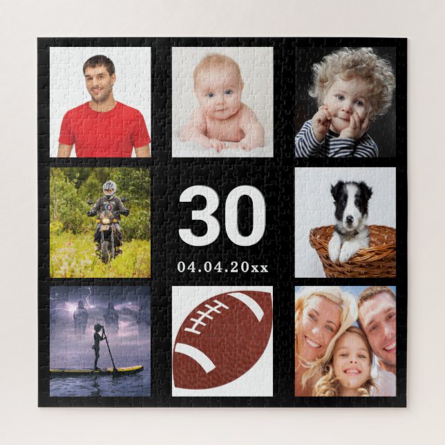 Puzzle 30e anniversaire 30 photo collage homme homme noir (Vertical)