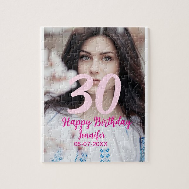 Puzzle 30e anniversaire ajouter nom date année photo blan (Vertical)