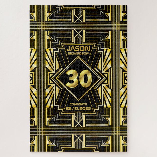 Puzzle 30e anniversaire Art Déco Gold Black Great Gatsby (Vertical)
