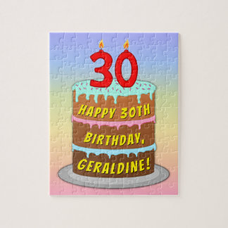 Puzzle 30e anniversaire : Fun Cake and Candles + Nom pers