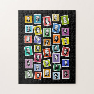 Puzzle 32 portraits graphiques des plus grands compositeu