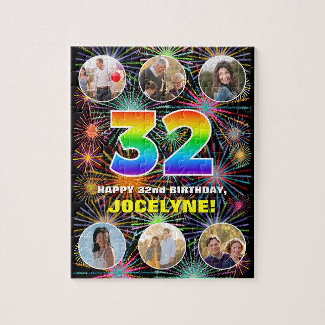 Puzzle 32e anniversaire : Arc en ciel amusant #, Nom pers (Vertical)