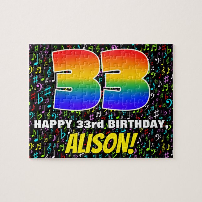 Puzzle 33e anniversaire — Symboles de musique amusants et (Horizontal)