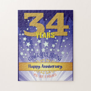 Puzzle 34e anniversaire de rétablissement chiffre gras