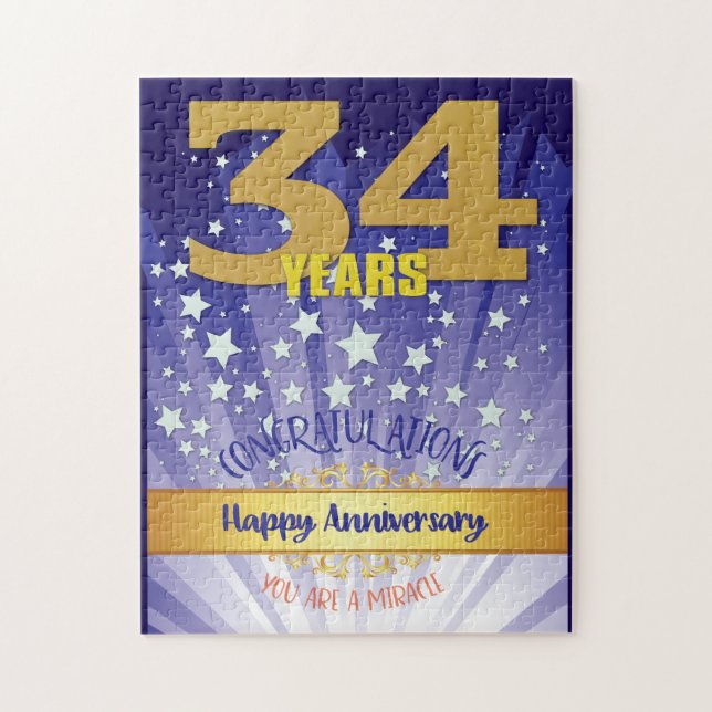Puzzle 34e anniversaire de rétablissement chiffre gras (Vertical)