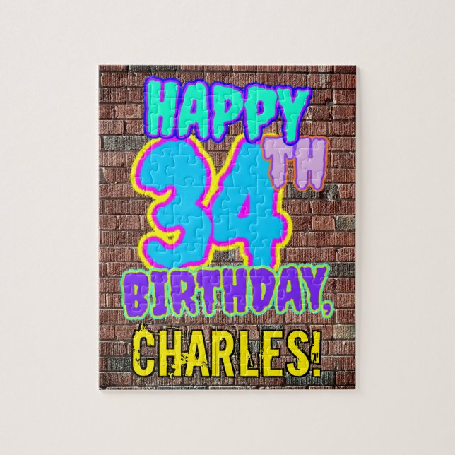 Puzzle 34e Anniversaire ~ Regard amusant inspiré du graff (Vertical)