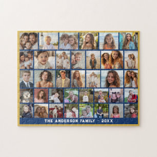 Puzzle 36 Collage de photos - grille moderne - bleu et or