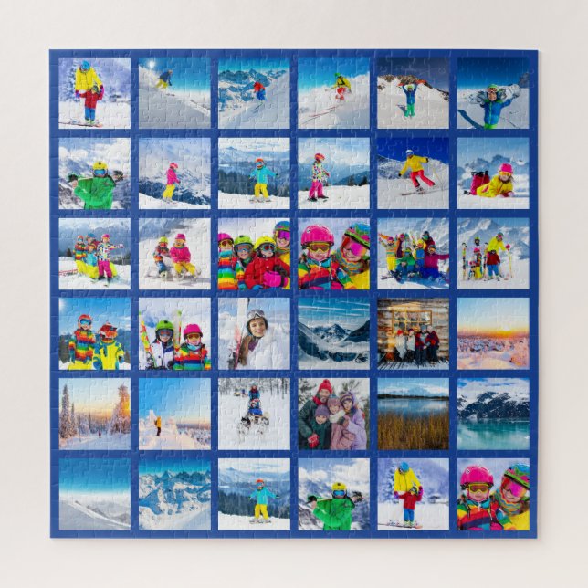 Puzzle 36 Grille de Collage de Photos Bleu Foncé (Vertical)
