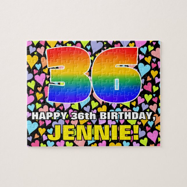 Puzzle 36e anniversaire — Formes de coeur amusantes et ai (Horizontal)