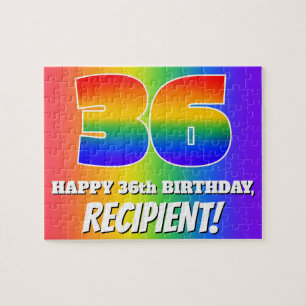 Puzzle 36e anniversaire — Motif Rainbow multicolore "36"