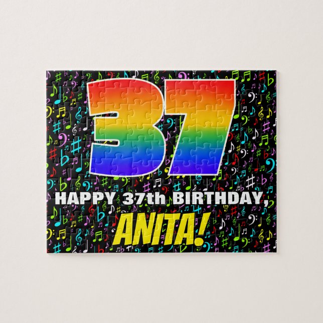 Puzzle 37e anniversaire — Symboles de musique amusants et (Horizontal)