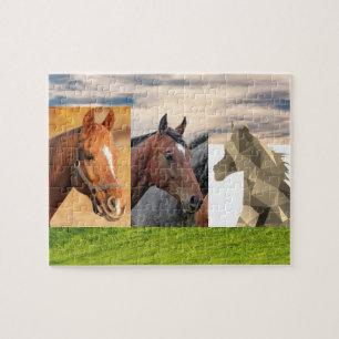 Puzzle 3 Chevaux, Tan, Brown, Art, Âge 6, 110 Pièces