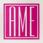 Puzzle 3 Initiales Monogramme | Blanc sur rose chaud<br><div class="desc">Cool et moderne.</div>