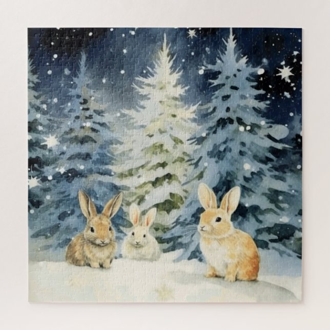 Puzzle 3 lapins de Noël (Vertical)