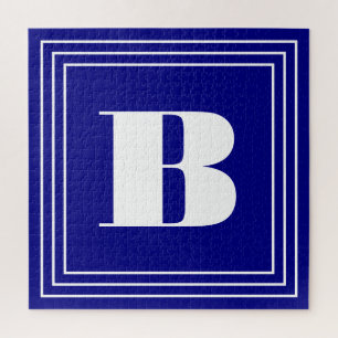 Puzzle 3 monogramme de cadre Bleu et blanc de la marine