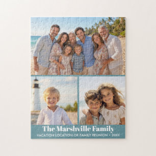 Puzzle 3 Photo Collage Moderne avec Texte de Famille