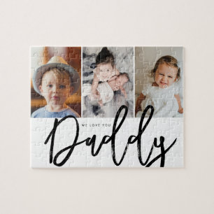Puzzle 3 photos personnalisées on aime papa cadeau de puz