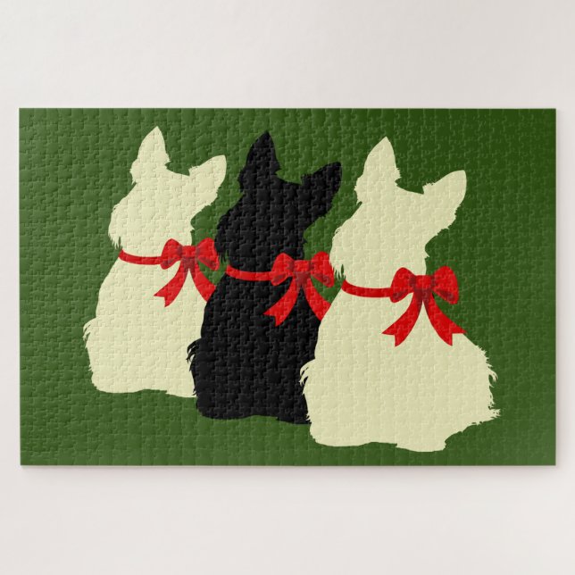Puzzle 3 silhouette de Terrier Écossais noir /1014 pièces (Horizontal)