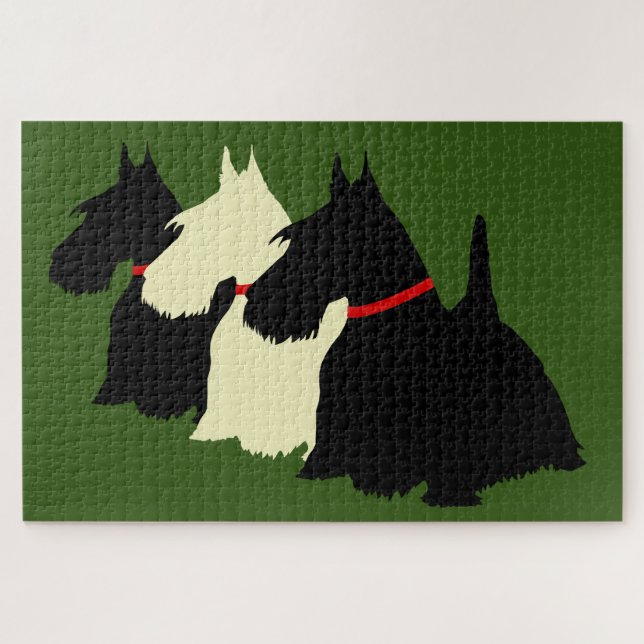 Puzzle 3 silhouette de Terrier Écossais noir /1014 pièces (Horizontal)