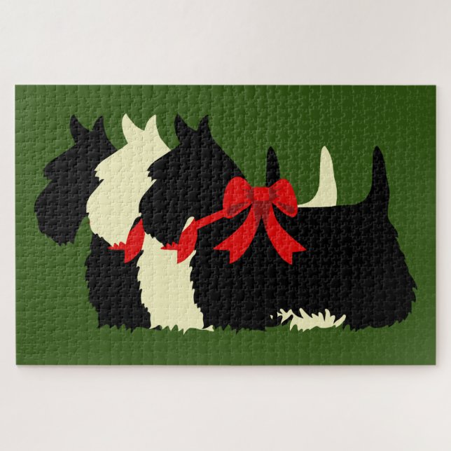 Puzzle 3 silhouette noire écossaise Terrier /1014 pièce (Horizontal)