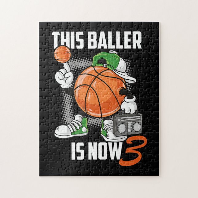 Puzzle 3th Birthday Basketball Player Funny 3 Years Old (Vertical)