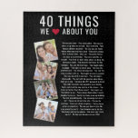 Puzzle 40 Choses Que Nous Aimons De Vous | 40e anniversai<br><div class="desc">Vous cherchez un cadeau d'anniversaire unique? Compilez une liste de 40 choses que vous aimez chez la fille d'anniversaire à l'âge de 40 ans et ajoutez des photos pour faire un cadeau de conservation qu'elle chérira.</div>