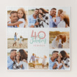 Puzzle 40 et fabuleux anniversaire de photo rose<br><div class="desc">Célébrez votre 40e anniversaire en style avec ce design rose et menthe 40e anniversaire. Un design moderne avec texte de script et graphismes en gras. Modifiez la couleur pour la customiser. Partie d'une collection.</div>