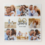 Puzzle 40 et fabuleux or noir photo anniversaire<br><div class="desc">Célébrez votre 40e anniversaire en style avec cet effet noir et or 40e anniversaire design. Un design moderne avec texte de script et graphismes en gras. Modifiez la couleur pour la customiser. Partie d'une collection.</div>