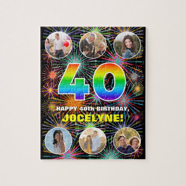 Puzzle 40e anniversaire : Arc en ciel amusant #, Nom pers (Vertical)