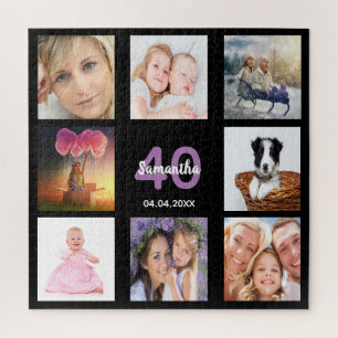 Puzzle 40e anniversaire photo collage noir femme