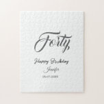 Puzzle 40th forty letterbirthday add name date year gray<br><div class="desc">editable design</div>