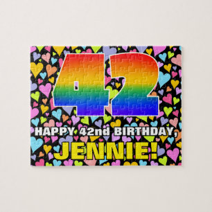 Puzzle 42e anniversaire — Formes de coeur amusantes et ai